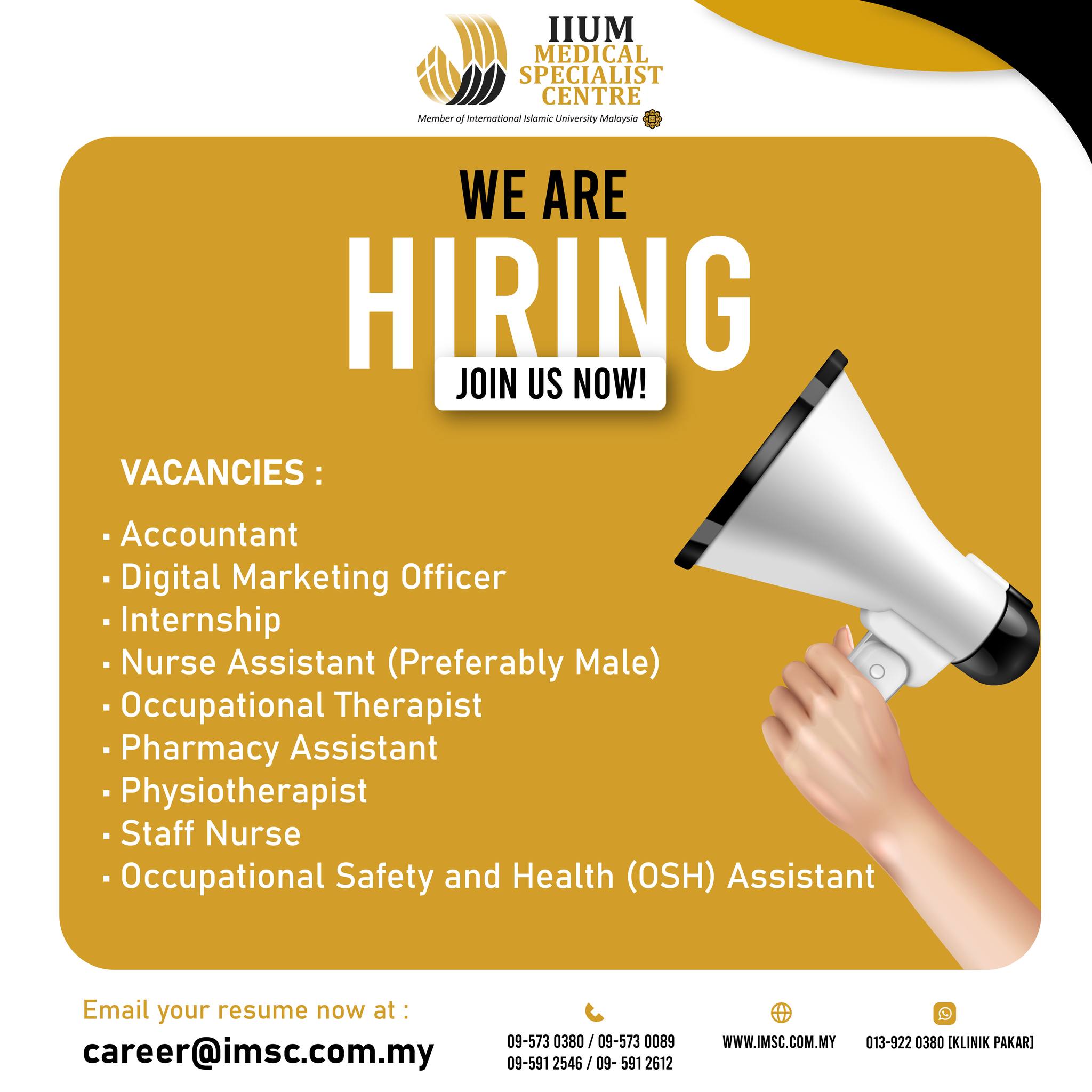Peluang Kerjaya IIUM Medical Specialist Centre